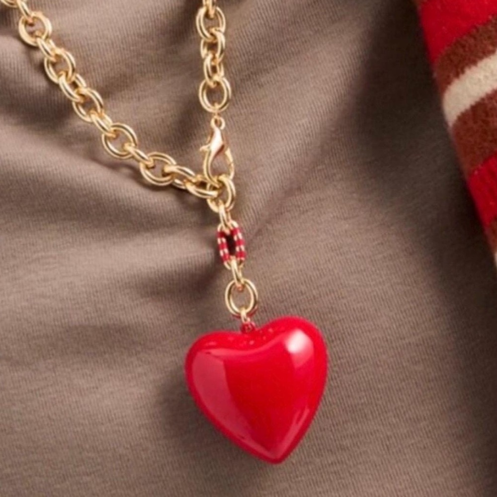 Roxanne Assoulin Women's Puffy Heart Necklace in Red - Picture 2 of 6
